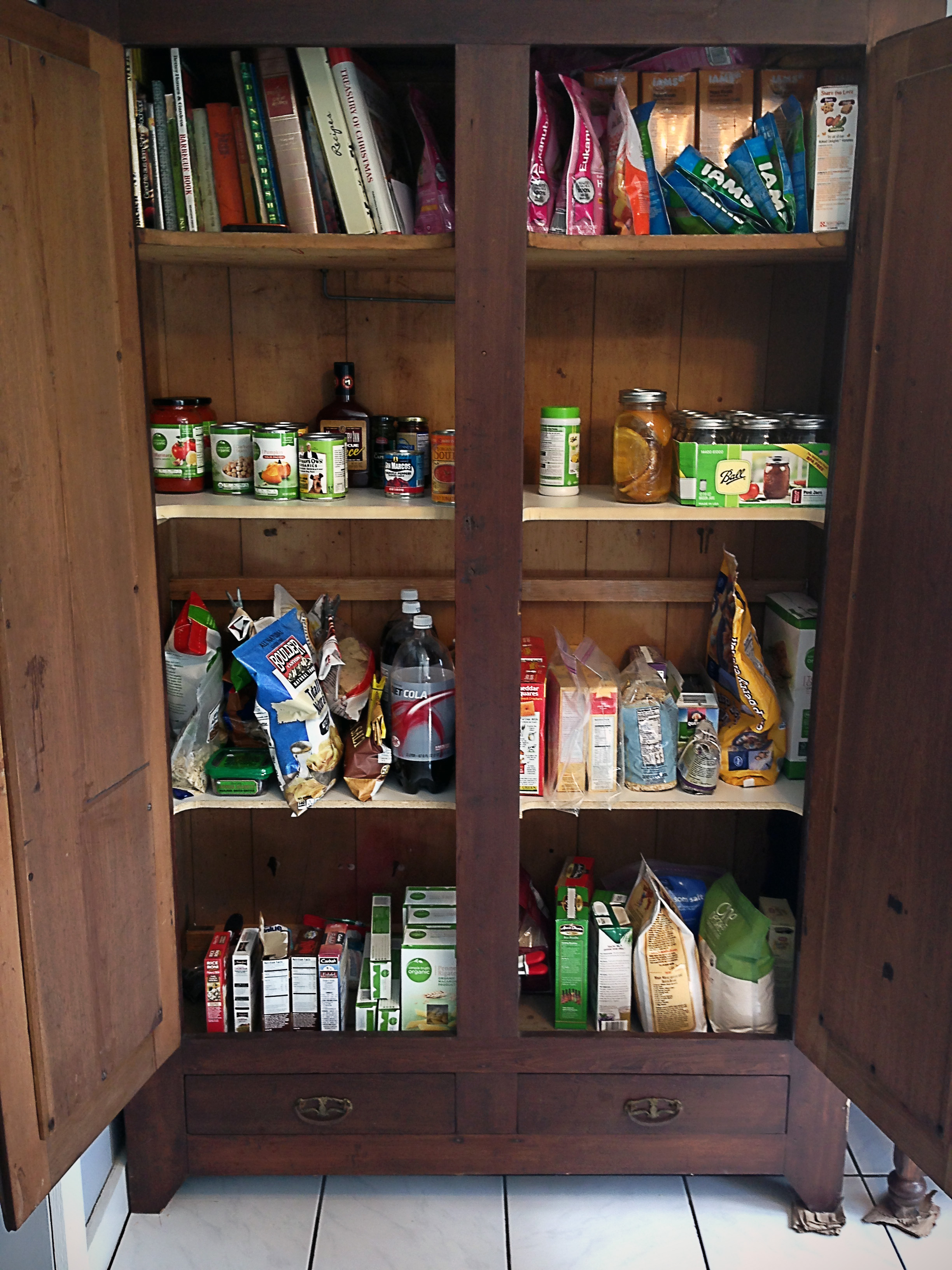 How to turn and old wardrobe into a pantry